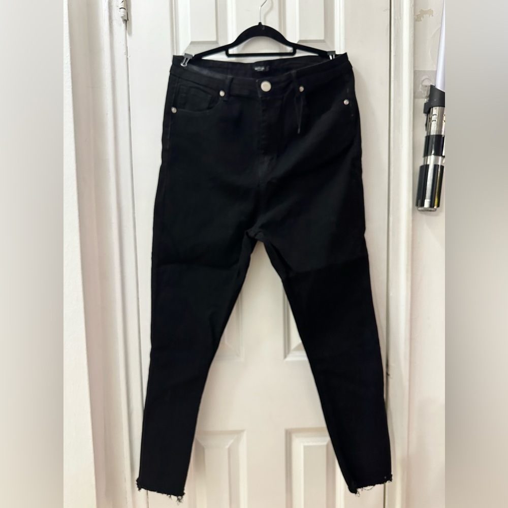 Nasty Gal High Rise Black Straight Jeans Size 12